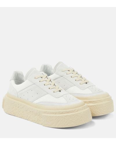 MM6 by Maison Martin Margiela Suede Platform Sneakers - White