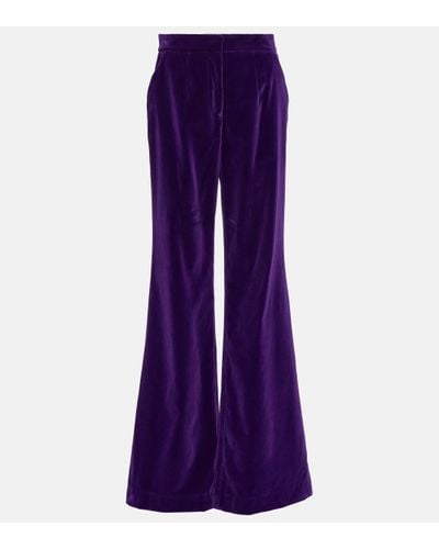 Costarellos Barine Cotton Velvet Wide-leg Trousers - Purple