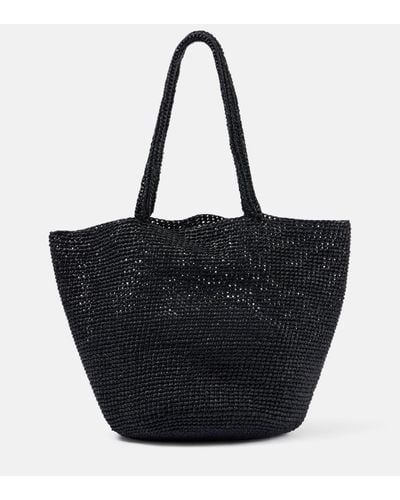 The Row Genevieve Large Raffia Basket Bag - Black