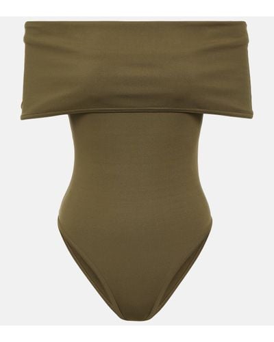Bottega Veneta Off-shoulder Swimsuit - Green