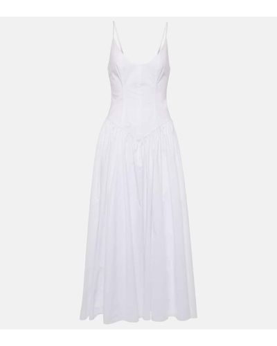 STAUD Dena Cotton Poplin Maxi Dress - White