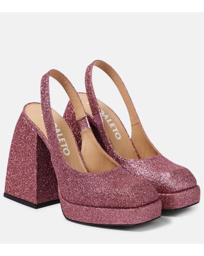 NODALETO Bulla Jill Glitter Slingback Court Shoes - Pink