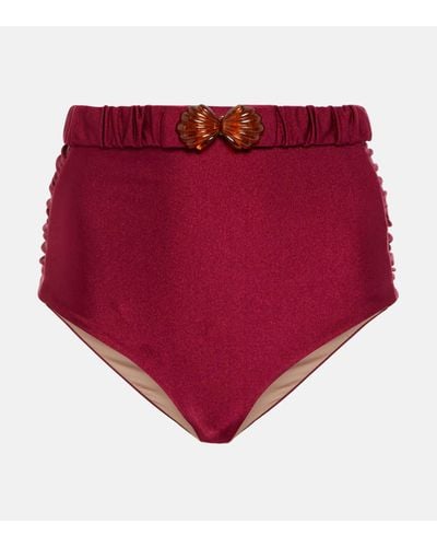 Johanna Ortiz High-rise Belted Bikini Bottoms - Red