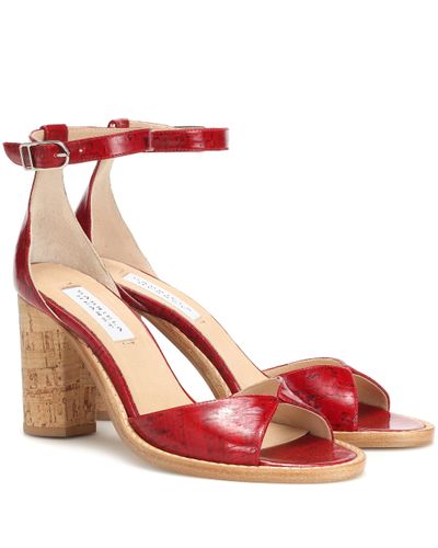Gabriela Hearst Adi Leather And Cork Sandals in Red - Lyst