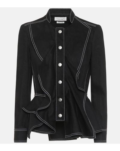 Alexander McQueen Cotton Peplum Jacket - Black