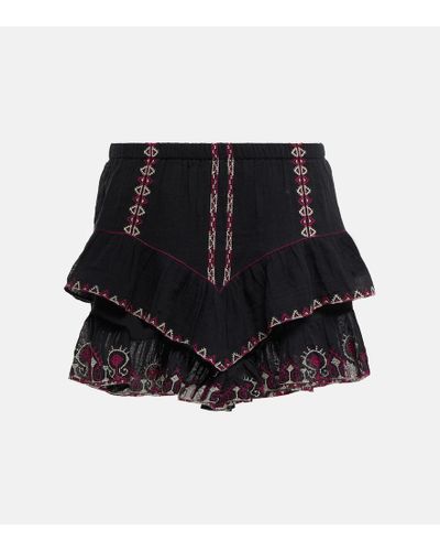 Isabel Marant Shorts Jocadia in cotone con ruches - Nero