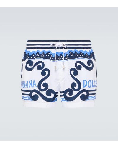 Dolce & Gabbana Kurze Badeshorts Print Marina - Blau