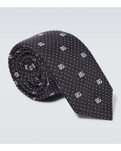Dolce & Gabbana Krawatte DG aus Seiden-Jacquard - Schwarz