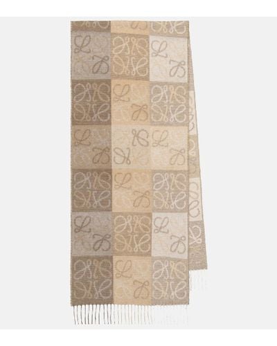 Loewe Fringed Intarsia Wool And Cashmere-blend Scarf - Natural