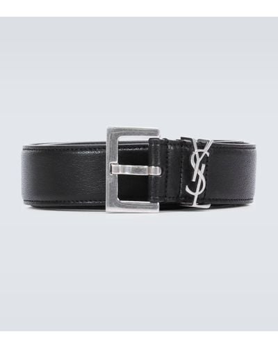 Saint Laurent Slim Leather Belt - Black