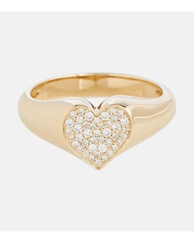 Sydney Evan 14kt Yellow Gold Heart Ring With Diamonds - White