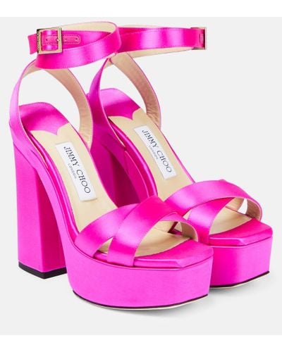 Jimmy Choo Gaia Satin Platform Sandals - Pink