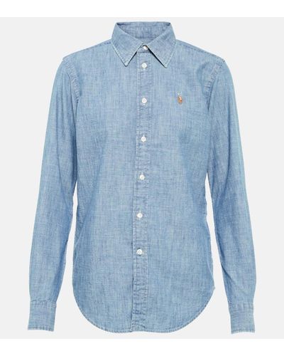 Polo Ralph Lauren Camisa de chambray de algodon - Azul
