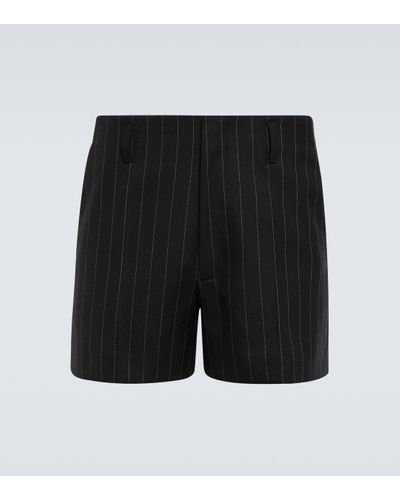 Dries Van Noten Pinstriped Mid-rise Wool Shorts - Black