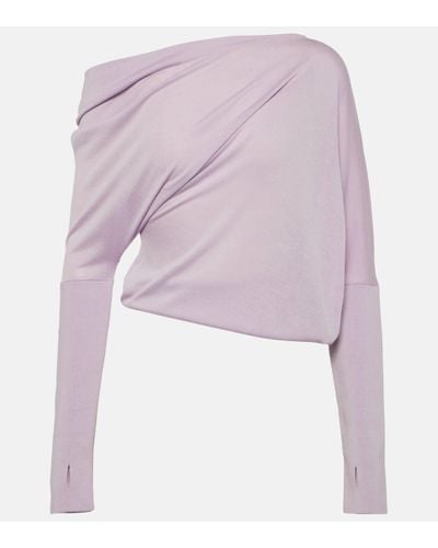 Tom Ford Off-shoulder Cashmere And Silk Jumper - Purple