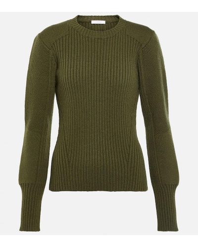 Chloé Pullover in maglia di lana a coste - Verde