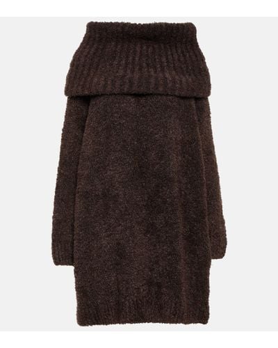 Dolce & Gabbana Robe pull en laine melangee - Marron