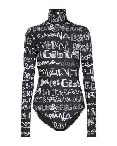 Dolce & Gabbana Body a maniche lunghe con logo - Nero