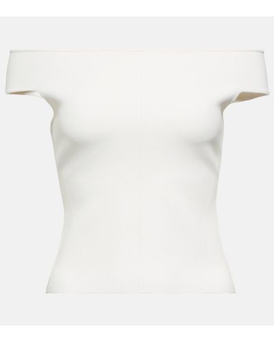 Galvan London Aphrodite Off-shoulder Knit Top - White