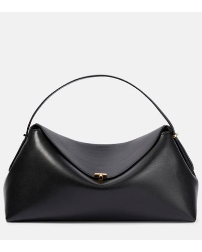 Totême T-lock Medium Leather Tote Bag - Black