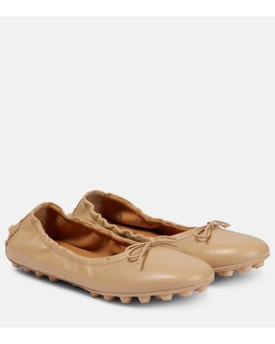 Tod's Bubble Leather Ballet Flats - Brown