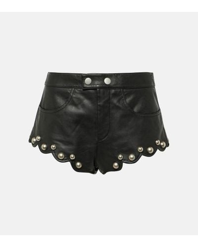 Isabel Marant Alana Leather Shorts - Black