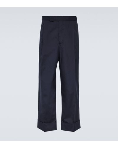 Thom Browne Low-rise Cropped Wide-leg Trousers - Blue