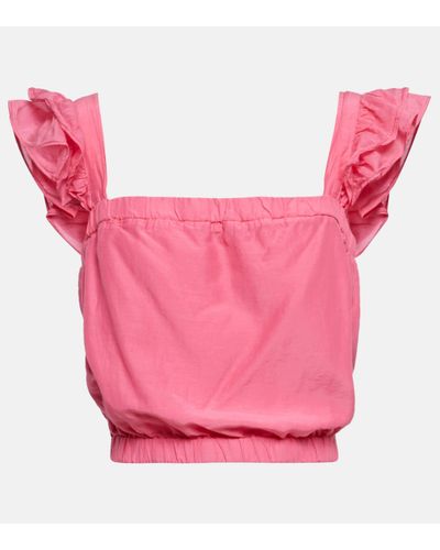 Velvet Gracen Cotton And Silk Crop Top - Pink