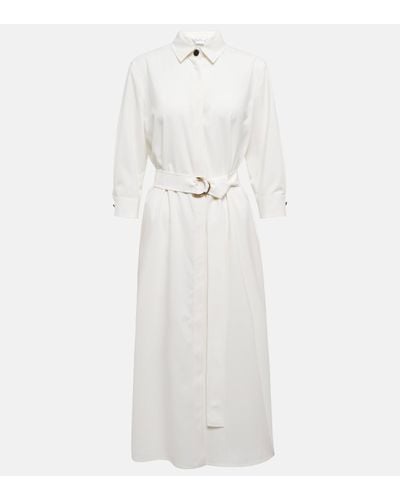 Max Mara Corrida Virgin Wool Shirt Dress - White