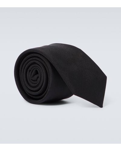 Saint Laurent Cravate en laine melangee - Noir