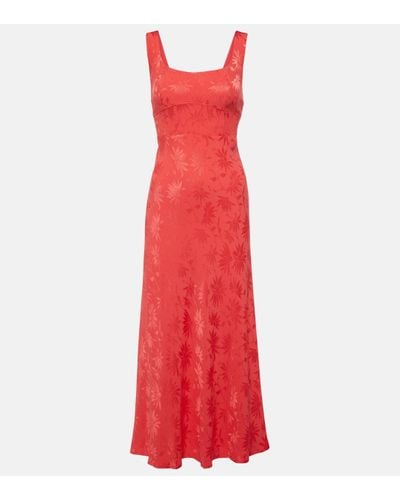 RIXO London Benedict Jacquard Midi Dress - Red