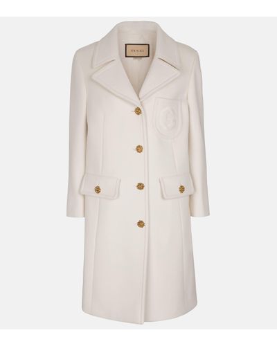 Gucci Manteau en laine Double G brode - Neutre