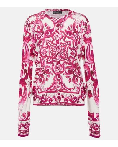 Dolce & Gabbana Cardigan de seda con print - Rojo
