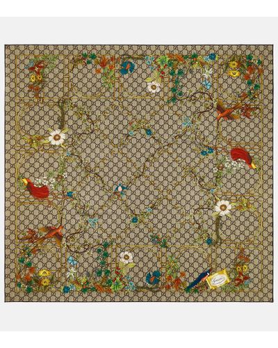 Gucci Foulard in twill di seta con stampa - Multicolore