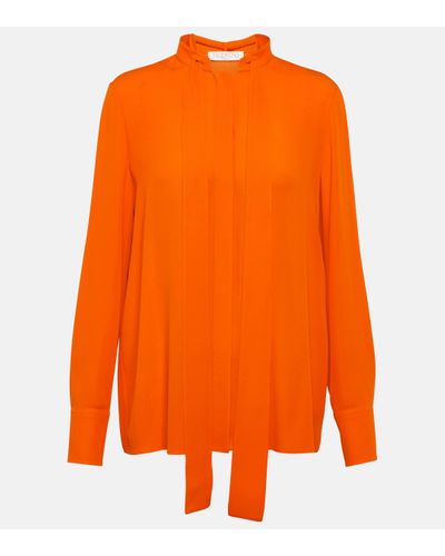Valentino Scarf Neckline Silk Shirt - Orange