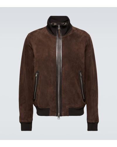 Tom Ford Bomber in suede - Marrone