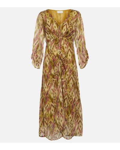Velvet Cailey Printed Georgette Midi Dress - Metallic