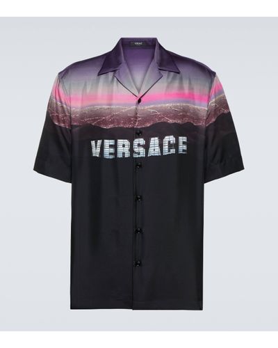 Versace Hills Print Silk Shirt - Black