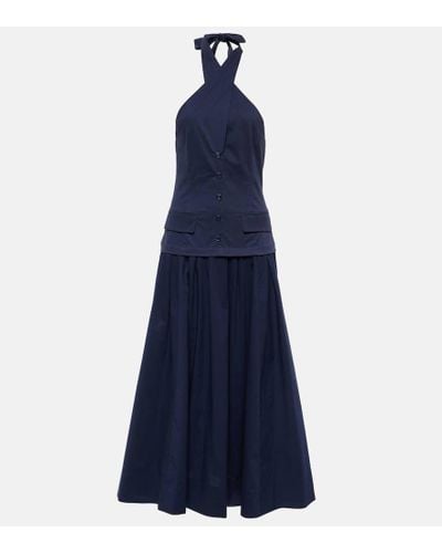 STAUD Harrington Chino And Poplin Maxi Dress - Blue