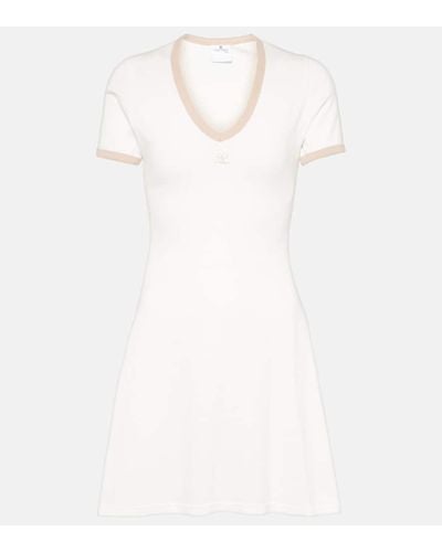 Courreges Vestido corto de algodon con logo - Blanco