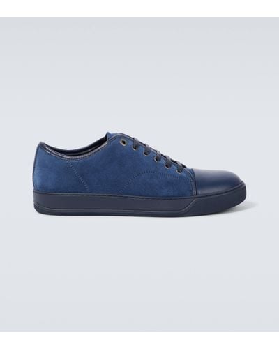 Lanvin Dbb1 Leather And Suede Trainers - Blue