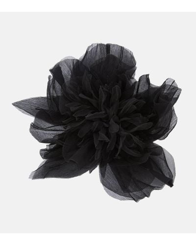 Max Mara Luisa Floral Silk Crepe Brooch - Black