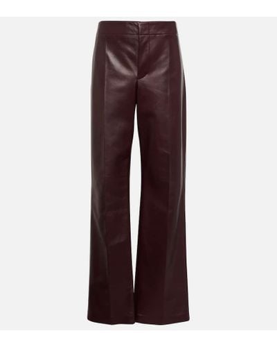 Bottega Veneta Leather Wide-leg Pants - Purple