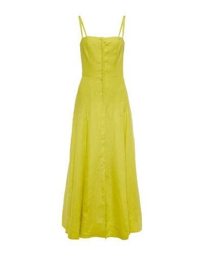 Gabriela Hearst Margritte Linen Midi Dress - Yellow