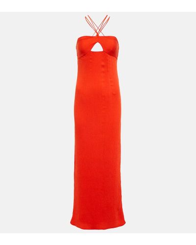STAUD Gianna Halter Maxi Dress - Red