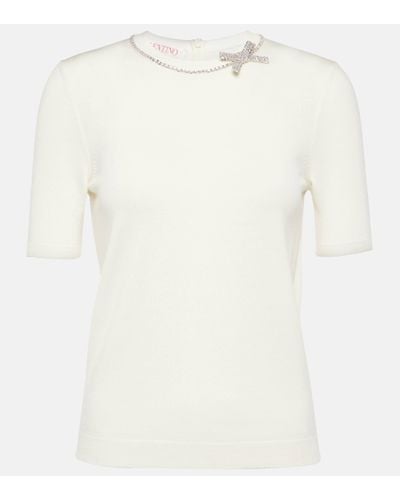 Valentino T-shirt en laine a ornements - Blanc