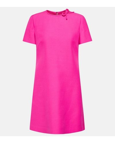 Valentino Bow-detail Wool And Silk Crepe Minidress - Pink