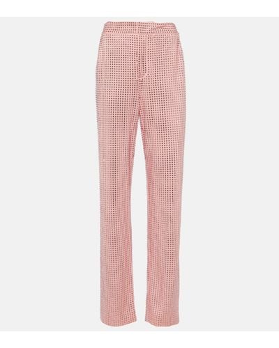 Area Crystal-embellished Jersey Straight Trousers - Pink