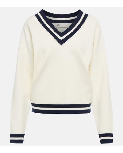 Tory Sport V-neck Wool-blend Sweater - White