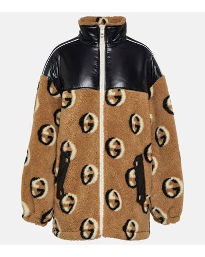 Gucci Interlocking G Wool-blend Fleece Jacket - Brown